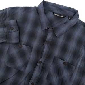 Travis Mathew Mens XXXL Plaid Long Sleeve Button Down Shirt Navy Blue